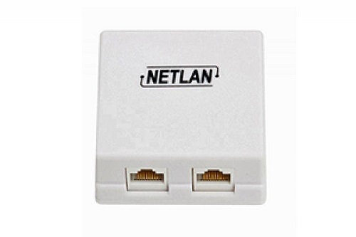 Розетка информационная настенная EC-UWO-2-UD2-WT-10, 2 порта RJ45/8P8C; 5е; Неэкранированная