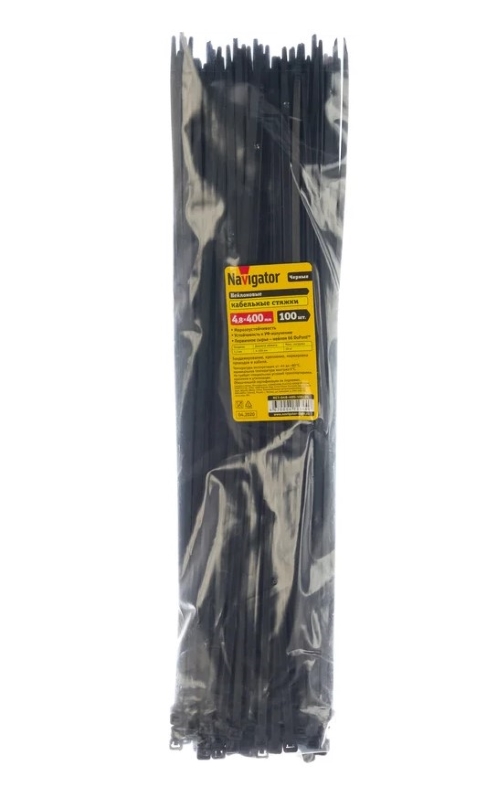 Хомут 400х4.8мм черный нейлон (100шт) NCT-048-400-100/BL (71344)
