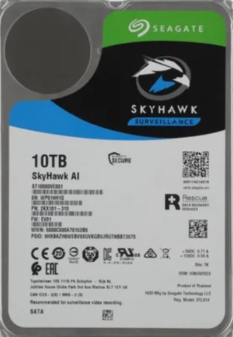Жесткий диск Seagate SATA-III 10TB ST10000VE001 Surveillance SkyHawkAI 512E (7200rpm) 256Mb 3.5"