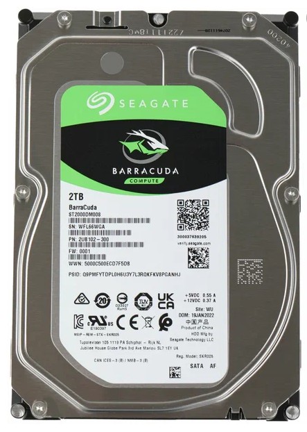 Жесткий диск Seagate SATA-III 2TB ST2000DM008 Desktop Barracuda 4KN (7200rpm) 256Mb 3.5"