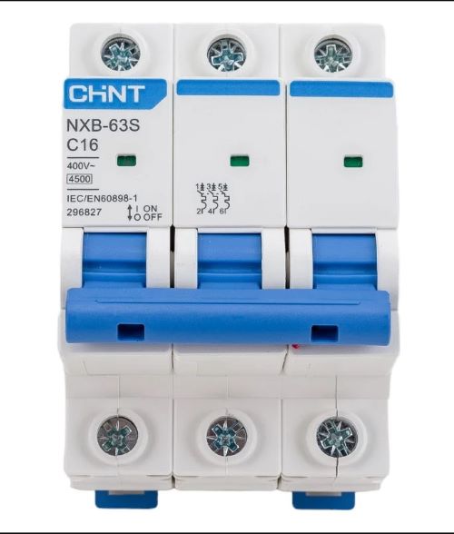 Выключатель автоматический модульный 3п C 16А 4.5кА NXB-63S (R) CHINT 296827