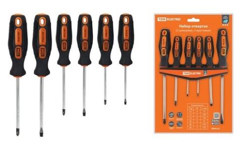 Набор отверток 6 шт.: SL:3x75;5x100;6x150, PH:0х75;2x100;2x150 (блистер), CS "Гранит" TDM 1013-0102