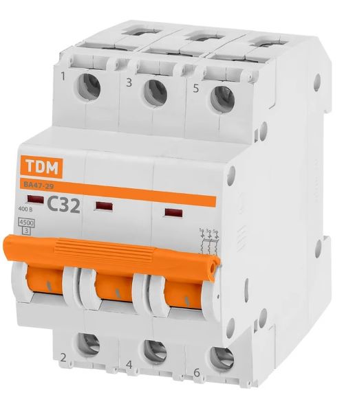 Распродажа! Автоматический выключатель 3п 32А С 4,5кА ВА47-29 TDM 0206-0112