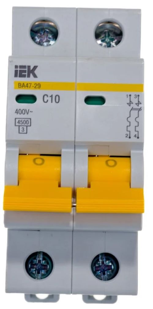 Выключатель автоматический модульный 2п C 10А 4.5кА ВА47-29 IEK MVA20-2-010-C
