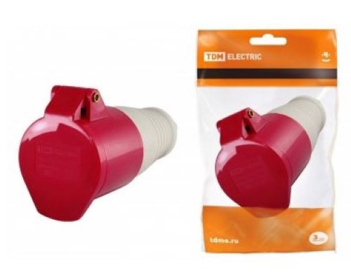 Розетка 224 переносная 3Р+РЕ 32А 380В IP44 TDM 0603-0013