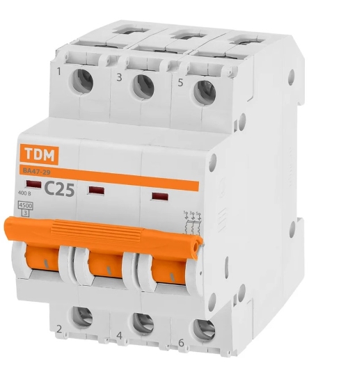Распродажа! Автоматический выключатель 3П 25А С 4,5кА ВА47-29 TDM 0206-0111