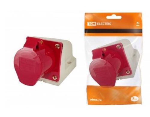 Розетка 124 стационарная 3Р+РЕ 32А 380В IP44 TDM 0602-0005