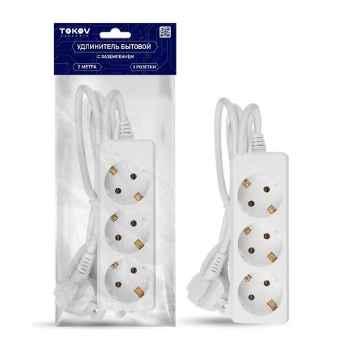 Удлинитель 3х2м с заземл. 16А 3х1 TOKOV ELECTRIC TKE-C01-BU3-2-1-Z