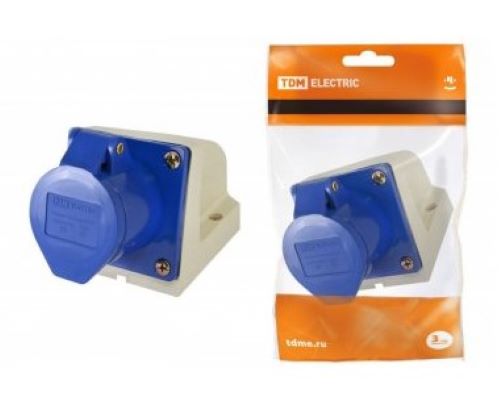 Розетка 113 стационарная 2Р+РЕ 16А 220В IP44 TDM 0602-0001