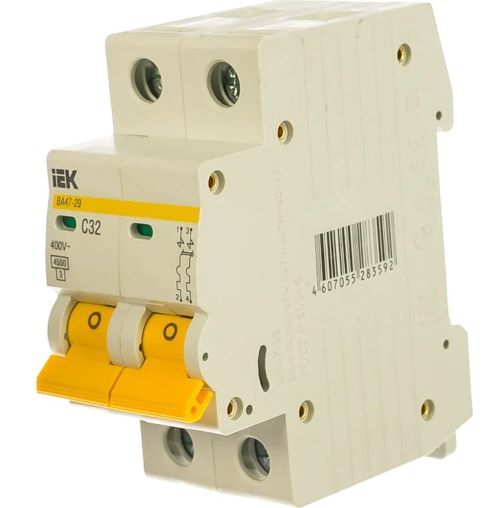 Выключатель автоматический модульный 2п C 32А 4.5кА ВА47-29 IEK MVA20-2-032-C