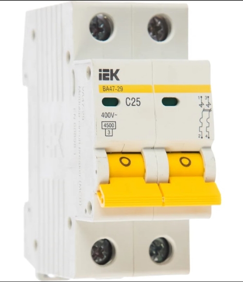 Выключатель автоматический модульный 2п C 25А 4.5кА ВА47-29 IEK MVA20-2-025-C
