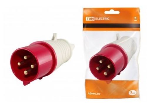 Вилка 024 3Р+РЕ 32А 380В IP44 TDM 0601-0005