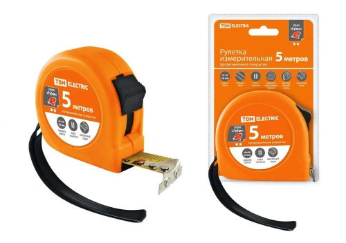 Рулетка TDM 5м/19мм прорезиненное покрытие, магнит "Рубин" 1018-0106