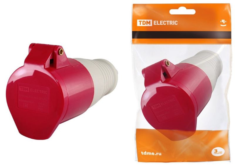 Розетка 214 переносная 3Р+РЕ 16А 380В IP44 TDM 0603-0011