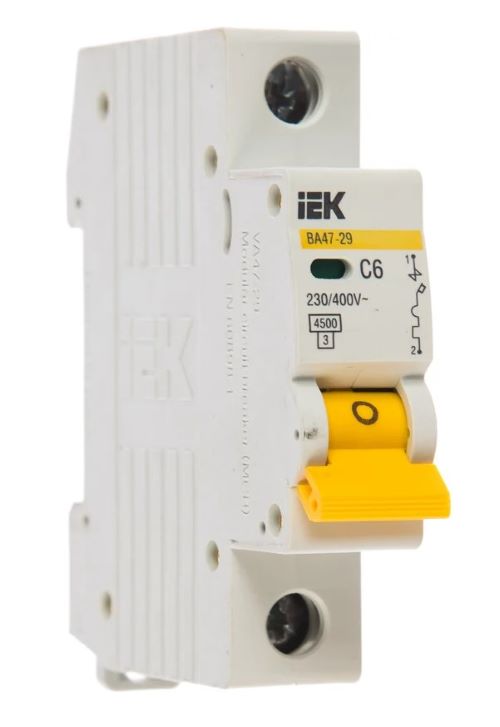 Выключатель автоматический модульный 1п C 6А 4.5кА ВА47-29 IEK MVA20-1-006-C
