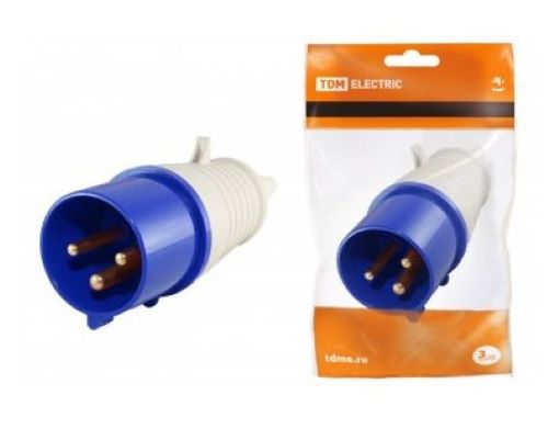 Вилка 013 2P+PE 16А 220В IP44 TDM 0601-0001
