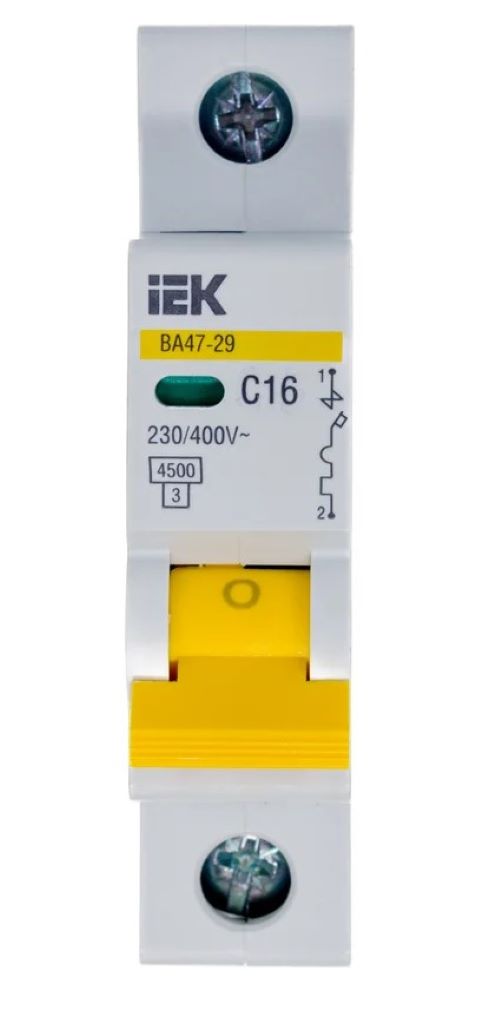 Выключатель автоматический модульный 1п C 16А 4.5кА ВА47-29 IEK MVA20-1-016-C