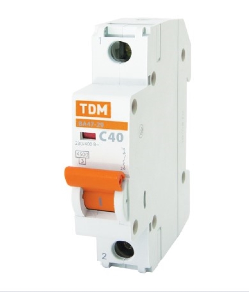 Автоматический выключатель 1П 40А С 4,5кА ВА47-29 TDM 0206-0078