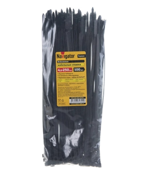 Хомут 250х4.8мм черный нейлон (100шт) NCT-048-250-100/BL (71341)