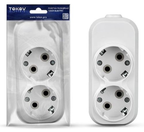 Колодка удлинителя 2-м 16А с заземл. АБС-пластик бел. TOKOV ELECTRIC TKE-C01-KU2-Z