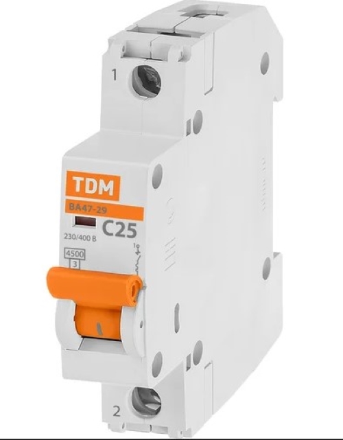 Автоматический выключатель 1П 25А С 4,5кА ВА47-29 TDM 0206-0076