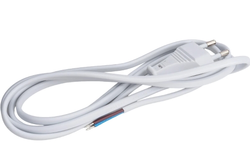 Шнур с выкл 2м. с плоской вилкой без з/к ШВВП 2х0,5 белый . TDM 1305-0041