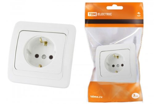 Розетка 1-мест. с з/к СП 16А IP20 Валдай TDM 1804-0008