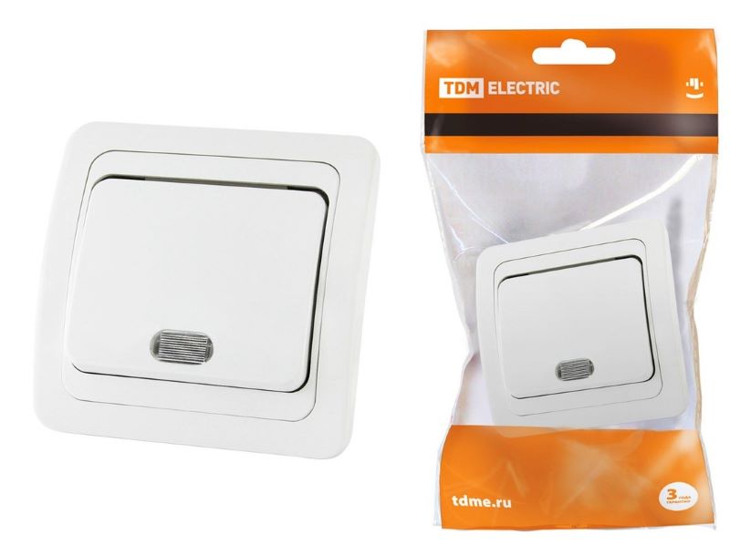 Выключатель 1-кл с инд. СП 10А Валдай TDM 1804-0004