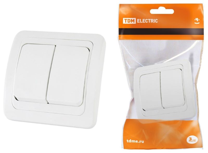 Выключатель 2-кл СП 10А Валдай TDM 1804-0002