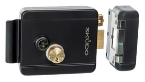 Электромеханический замок (SK-EMU-715) SK-EMU-N20-BL, накладной, корпус - окрашенная в черный сталь