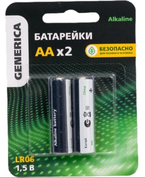 Элемент питания алкалиновый AA/LR6 (блист.2шт) GENERICA ABT-LR06-ST-L02-G