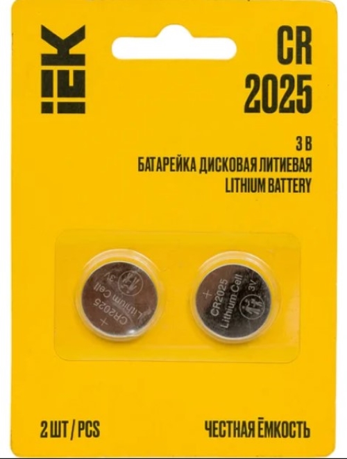 Элемент питания дисковый литиевый CR2025 (блист.2шт) IEK ABT-CR2025-OP-L02