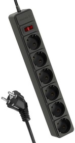 Удлинитель с сетевым фильтром 6х3м с заземл. 16А IP20 3.5кВт 3х1 с предохранителем с выкл. с индикат