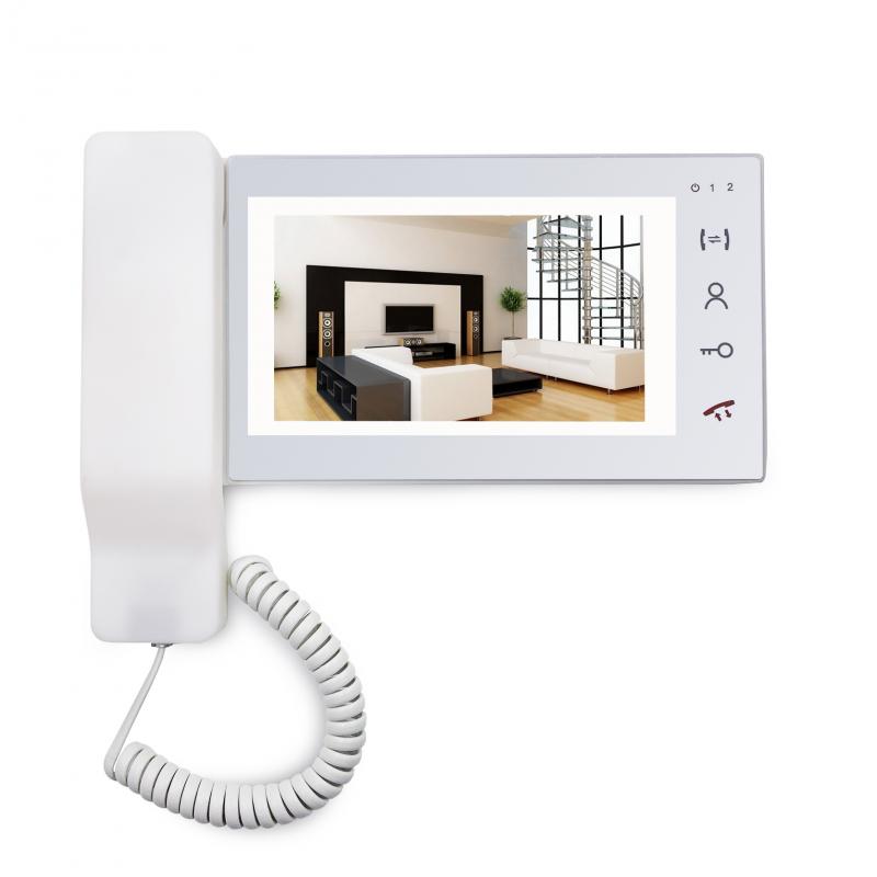 J2000-DF-ПОЛИНА PAL 7"(белый) Цветной 7" видеодомофон с трубкой, с экраном HD (1024х600) с поддержко