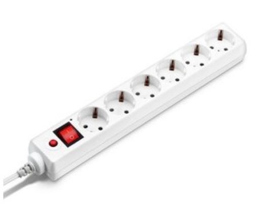 Удлинитель с сетевым фильтром 6х3м с заземл. 10А IP20 600SH-3-W 2.2кВт CCA бел. BURO 992266