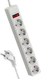 Удлинитель с сетевым фильтром 6х5м с заземл. 16А IP20 3.5кВт 3х1 с предохранителем с выкл. с индикат