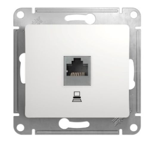 Glossa розетка RJ45 1-местная, кат. 5Е, скрытой установки, механизм, белый (GSL000181K)