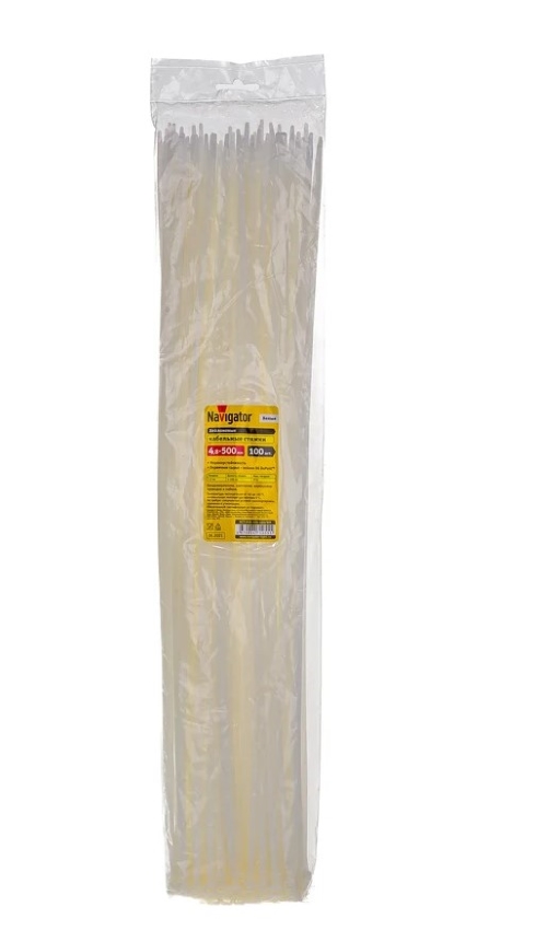 Хомут 500х4,8мм нейлон (100шт)Navigator 71 055 NCT-048-500-100/WH (71055)