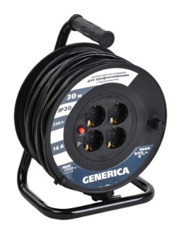 Удлинитель УК20 4 места 2P+PE, 20м GENERICA (WKP20-16-04-20-G)