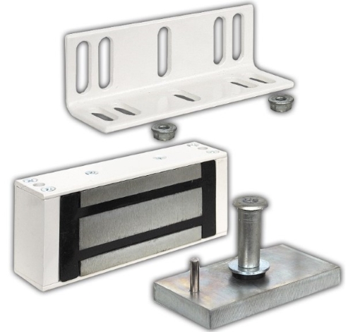 Замок электромагнитный М1-300 с уголком (белый) 300кг удержания, уголок в комплекте