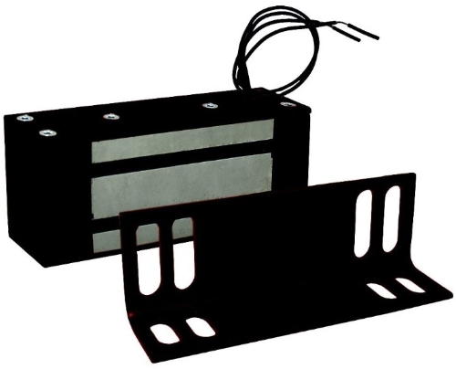 Замок электромагнитный М1-300 с уголком (черный) 300кг удержания,уголок в комплекте