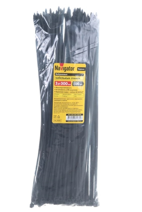 Хомут 300х3.6мм черный нейлон (100шт) NCT-036-300-100/BL (71339)