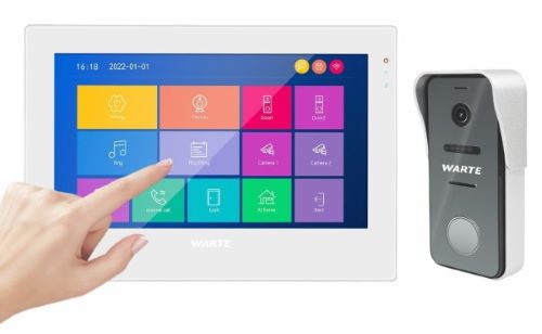 WARTE-07-09 XIP белый/серебро комплект сетевого двухпроводного видеодомофона 7" с вызывной панелью