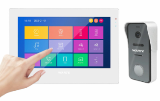 WARTE-07-09PR XIP v.2 белый/серебро комплект сетевого двухпроводного видеодомофона 7" с вызывной пан