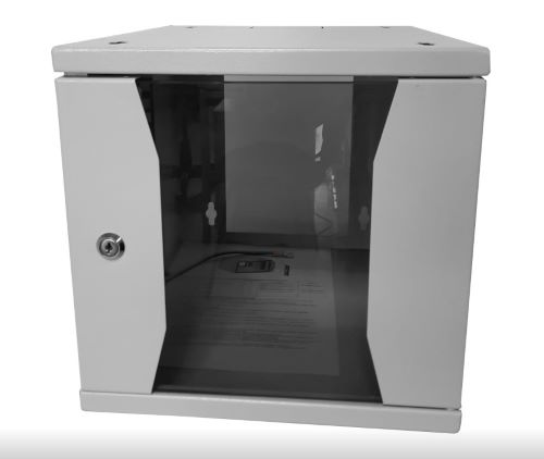 Шкаф настенный 10" 6U серия COMPACT (315х368х310), передняя дверь стекло, серый, Netko