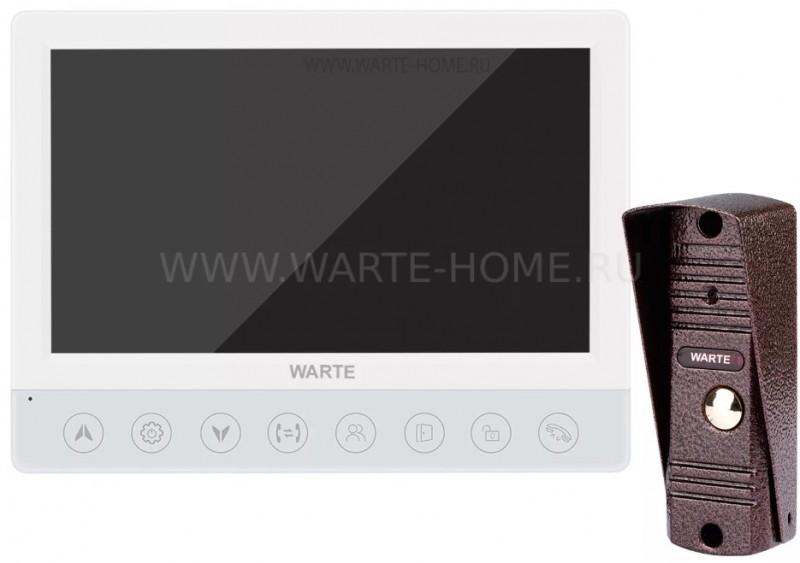 Комплект видеодомофона WARTE-07-02 белый/медь "СОНАТА+АККОРД 90" (800твл, 90°)